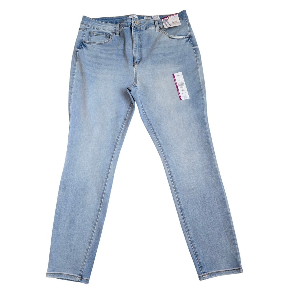 Time and Tru Womens High Rise Skinny Jeans Light Wash Stretch Denim 16 Short - Picture 2 of 7